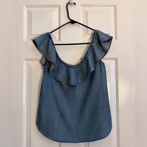 Off the Shoulder Chambray Denim Top